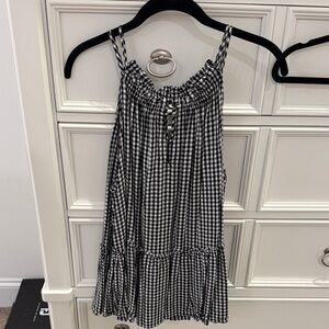LOFT Monochrome Gingham Ruffle Dress